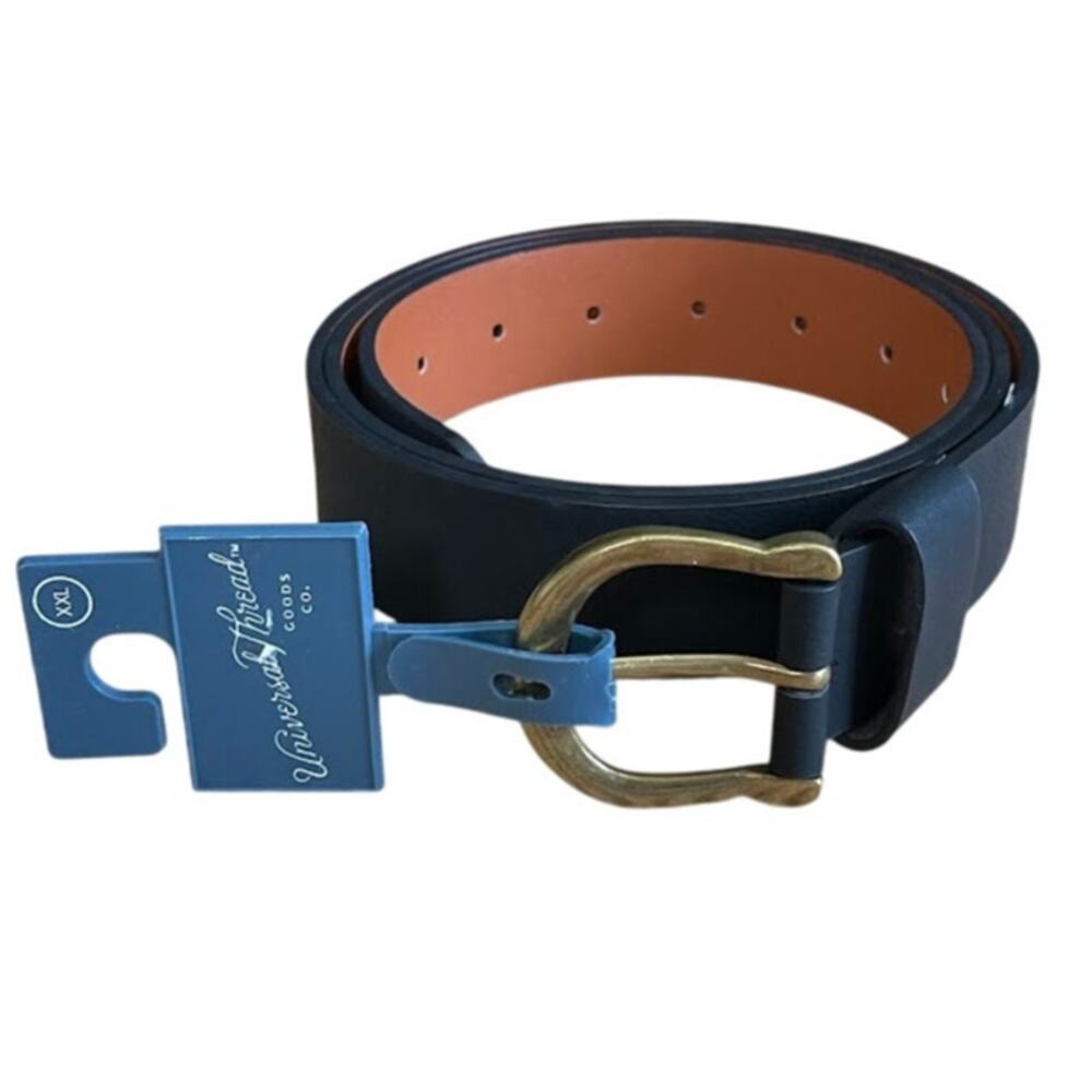 New Universal Thread Womens Black Bounded Leather Belt Brass Buckle Size XXL
